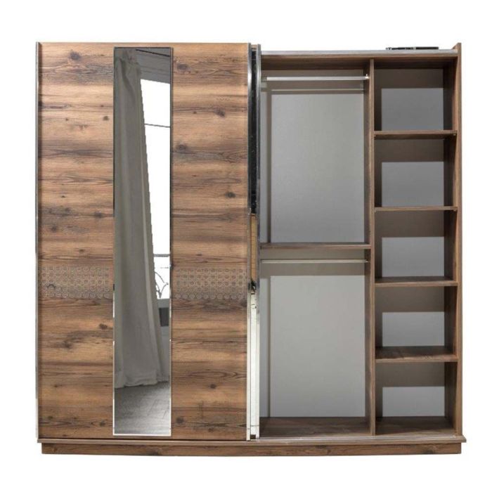 Double Wardrobe Dark Oak Black Oak Finish 2 Door with Rail Bedroom ... Dark oak wardrobe for sale