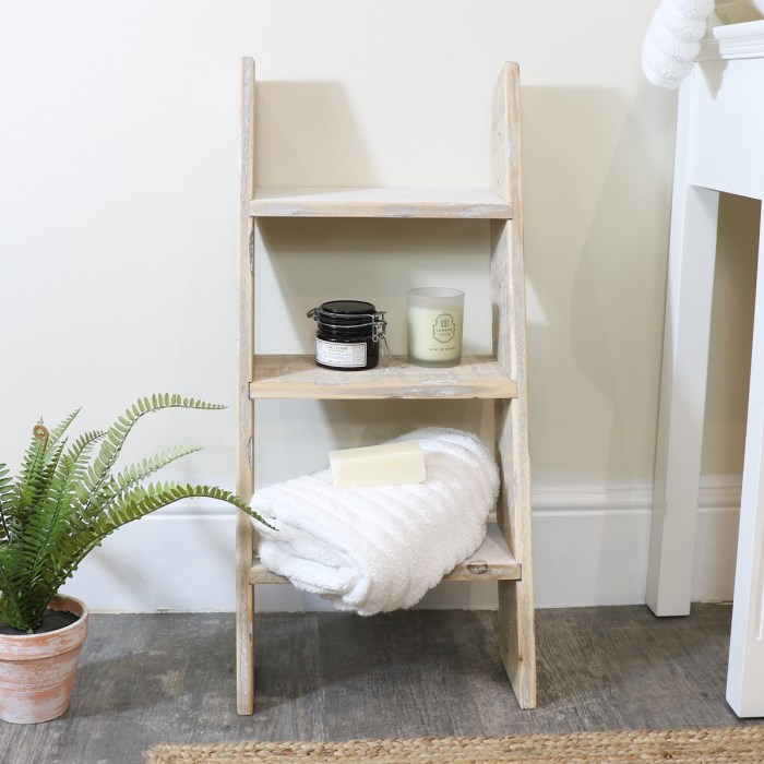 Grey Rustic Wooden Ladder Shelf Unit Rustic ladder shelf for sale